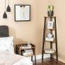Industrial Design Corner shelf 4 shelves  corner shelf, stand shelf, bookshelf, ladder shelf with 4 shelves, easy assembly, sturdy steel frame, living room, bedroom, balcony, industrial design, vintage brown-black Image 2