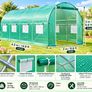 Large Walk-In Polytunnel Greenhouse 15ft x 7ft x 7ft  Galvanised Steel Frame, 8 Windows & 2 Zipped Doors Green Image 3