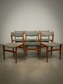 Set of 6 Mid-Century Danish Teak Dining Chairs attributed to Erik Buch