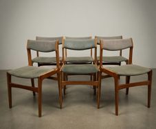 Set of 6 Mid-Century Danish Teak Dining Chairs attributed to Erik Buch