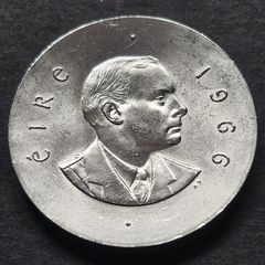 Silver Padraig Pearse 10 Shilling 1966 UNC coin