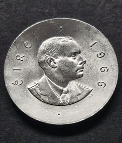 Silver Padraig Pearse 10 Shilling 1966 UNC coin
