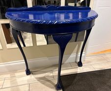 Mahogany painted Blue Half moon Hall table