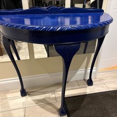 Mahogany painted Blue Half moon Hall table