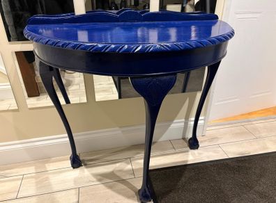 Mahogany painted Blue Half moon Hall table