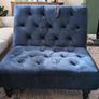 Navy footstool/ottoman from Next. Good condition. Material has rip so needs repair or reupholstery. Image 6