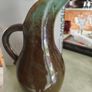 Vintage Art Pottery Pitcher braown / Vase Green W/Blue Drip Glaze marked S. Image 10
