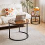 Round Nesting Table, Removable Set of 2 Coffee Tables, Stacking Sofa Side Table End Table, for Living Room, Bedroom, Office, Balcony, Apartment, Rustic Brown Image 4