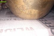 Large Antique Chinese Brass Engraved Bowl, likely dating from the early 20th century