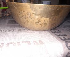 Large Antique Chinese Brass Engraved Bowl, likely dating from the early 20th century
