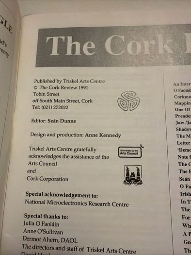 DUNNE, SEAN [EDITOR]. The Cork Review ; Sean O Faolain. 1900-1991. 1st Ed.