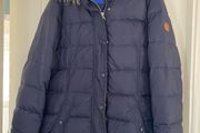 Tommy Hilfiger navy puffer jacket with fur lined hood