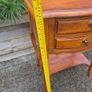 vintage French Provincial or Louis XV-style wooden bedside table/side chest featuring two drawers, cabriole legs, and a lower open shelf Image 8