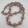 Antique Venetian Style Pinkish Skunk Eyes & Chevron Glass Beads Necklace Image 3
