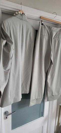 ZARA Pistachio Green Blazer + Ankle Length Wide Leg Pants Sz L - Fit 12-14UK - Bnwt Rrp 99