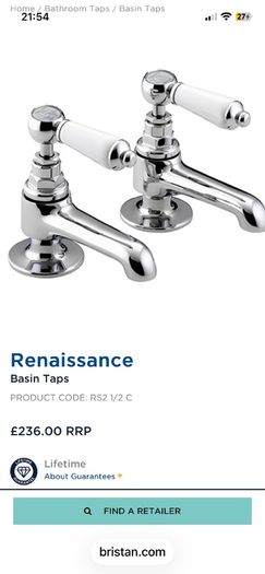 Fabulous set of brand new Bristan Renaissance Bath Taps taps
