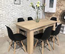 6 Seater Wooden Dining Table Set Nordic Style Oak