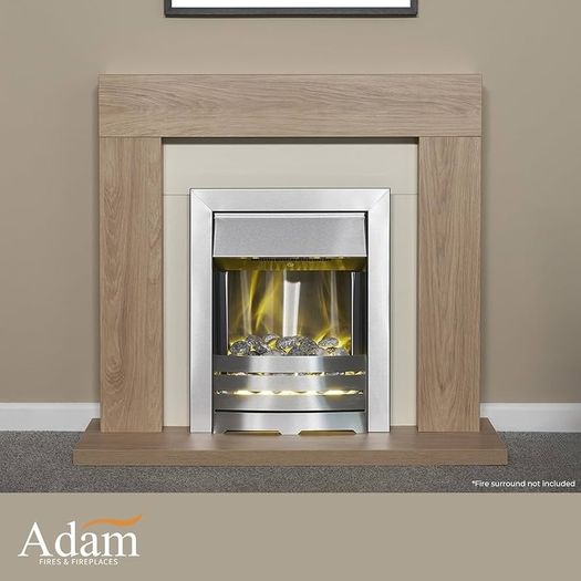 NEW SALE | Helios Brushed Steel Electric Fire with Pebble Bed Glow Effect