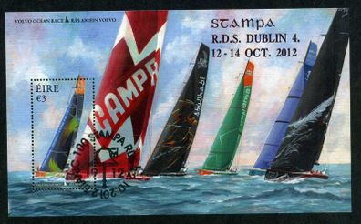 2012 Ireland Stampa Public Souvenir Volvo Ocean Race Miniature Sheet Overprinted for Stampa with show cancel from 12/10/12
