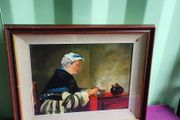 A Lady Taking Tea, Oil Painting