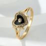 Heart Black Enamel Gold Tone Ring Image 2