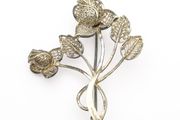 Vintage Sterling Silver Filigree Flower Brooch