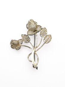 Vintage Sterling Silver Filigree Flower Brooch