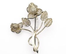 Vintage Sterling Silver Filigree Flower Brooch