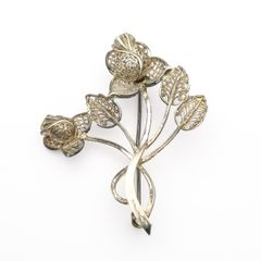 Vintage Sterling Silver Filigree Flower Brooch