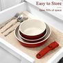 Pans Set Non Stick,11PCS Granite Nonstick Cookware Sets with Detachable Handle,Induction Kitchen Set Removable Handle,RV Cookware Set,PFAS PFOA Free,Oven Safe(Red Gradient,11PCS Image 4