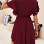 Beluring Women's Short Sleeve Dress Elegant Ruffle Sleeve Dress V-Neck Image 3
