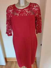 Brand new Moda at George raspberry knee length lace dress size UK16 EU44 Postage included