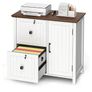 File Cabinet, Wooden Filing Cabinet with 2 Lockable Drawers, Under Desk drawers for Letter/A4 Size, Home Office Drawer with Adjustable Shelf &1 Large Cupboard, Printer Stand, White Image 2