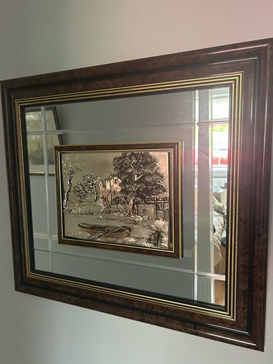 Decorative embossed metal wall plaques brass art from the 1970s 1990s