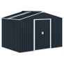 Metal Tool Shed with Sliding Doors and Ventilation Windows, 277 x 195 x 192 cm, Dark Gray Image 2