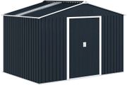 Metal Tool Shed with Sliding Doors and Ventilation Windows, 277 x 195 x 192 cm, Dark Gray