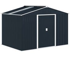 Metal Tool Shed with Sliding Doors and Ventilation Windows, 277 x 195 x 192 cm, Dark Gray