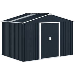 Metal Tool Shed with Sliding Doors and Ventilation Windows, 277 x 195 x 192 cm, Dark Gray