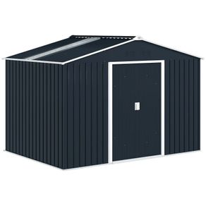 Metal Tool Shed with Sliding Doors and Ventilation Windows, 277 x 195 x 192 cm, Dark Gray