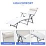 Outdoor Recliner Sun Lounger Chair, Steel Frame Folding Chaise Lounge Chair with Headrest, 7 Levels Adjustable Backrest and Breathable Mesh Fabric, Cream White Image 2