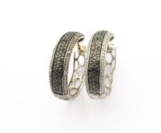 Cubic Zirconia Pave Sterling Silver Stud Earrings