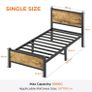 Single Bed Frame with Wooden Headboard and Footboard Image 2