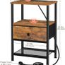 Bedside Table Set of 2 with Charging Station, Small Side Table with LED Lights, Nightstand Image 2