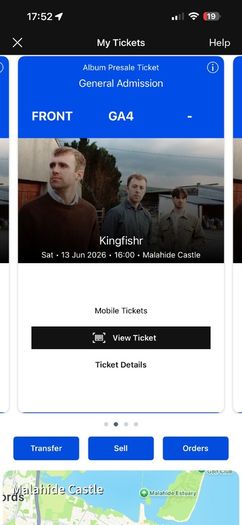 2 kingfishr tickets for sale Malahide castle 13th June