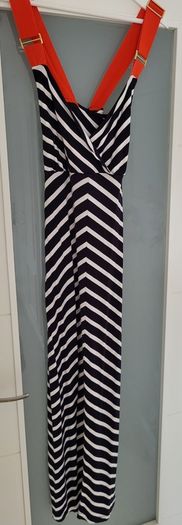 TED BAKER navy white striped red criss cross straps Sz 3 (Fit 10-12UK)