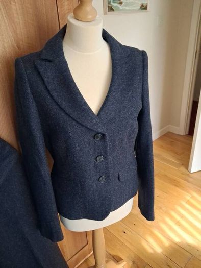 Stunning Hobbs Fully Lined Pure Wool Navy Trouser Suit 10-12