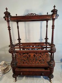 Victorian Walnut Canterbury Table