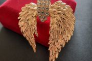Gold Tone Angel Wing Brooch with Sparkling Crystals Large Guardian Angel Pin Badge Statement Broach