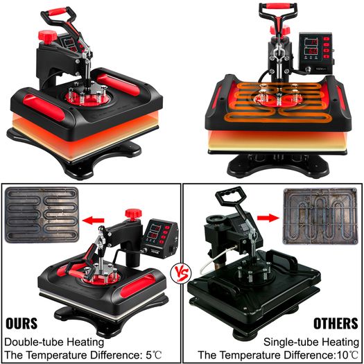 Heat Press Machine Red 5-in-1