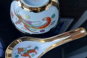 Vintage Jingdezehn Rice/Soup Bowl &amp; Spoon